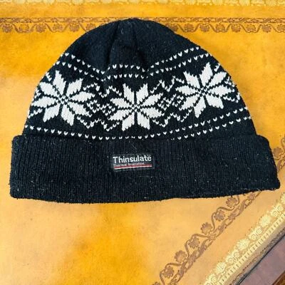 Gorro de invierno Thinsulate unisex negro copo de nieve forrado de lana Foto 1 de 3