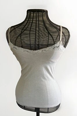 Camiseta sin mangas NO BORDER NOBO para mujer color tostado con ribete de encaje mezcla de algodón talla L (11-13) Foto 1 de 4