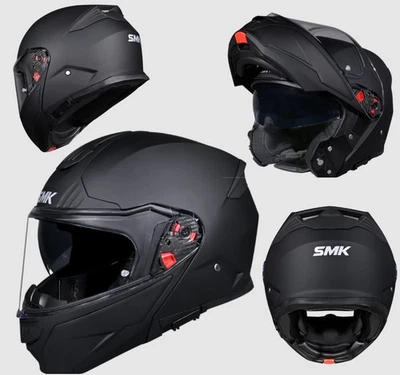 CASCO MODULARE apribile  SMK GULLWING NERO OPACO DOPPIA VISIERA da XS A XXXXL - Immagine 1 di 4