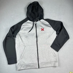 Miami Redhawks Adidas Team Issue Hoodie Herren Large grau schwarz ClimaWarm durchgehender Reißverschluss - Bild 1 von 15