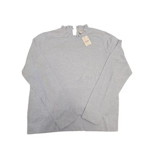 J. Crew Women’s Ruffle Neck Sweater (Heather Sky Blue) Size Medium - New W/ Tags - Picture 1 of 2