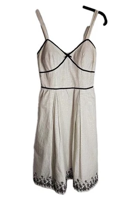 ​Madison Leigh Women's Sz 6 Sleeveless Cotton White Black Embroidery Party Flirt - Image 1 of 4