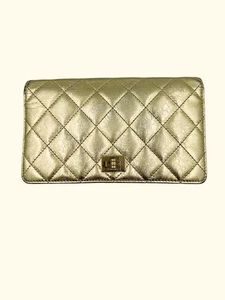 Chanel 2.55 Reissue Wallet Portemoinaie Geldbörse Gold Metallic Leder - Bild 1 von 7