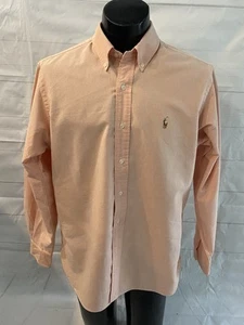 Polo Ralph Lauren Shirt Men's Large Oxford Classic Fit Long Sleeve Flesh Pony - Picture 1 of 8