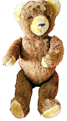 Großer Alter DDR Teddy - Bär   ca. 65cm  - Glasaugen - - Bild 1 von 4
