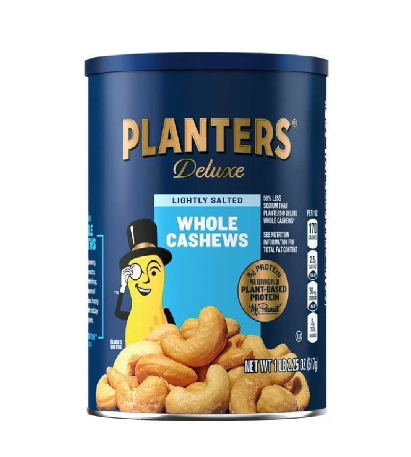 Deluxe Lightly Salted Whole Cashews, Party Snacks, Plant-Based Protein, Quick Sn - Image 1 of 1