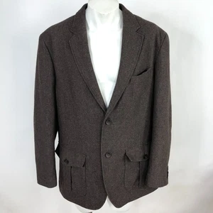 Tasso Elba Large 42-44 Elbow Patch Wool Blend Blazer Sport Coat Jacket Brown - Picture 1 of 16