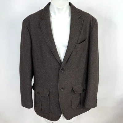 Tasso Elba Large 42-44 Elbow Patch Wool Blend Blazer Sport Coat Jacket Brown - Image 1 of 4