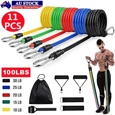 Set X 11Pc Yoga Resistance Band Training Exercise Home Workout Set With Handles - image 1 of 4