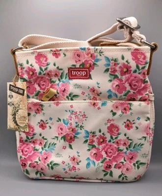 TROOP Classic Collection Beige Floral Cross Body Messenger Bag TRP0237 BNWT - Image 1 of 4