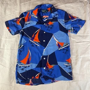 Polo Ralph Lauren Hemd Herren Small S blau Hawaii Segelboot Flagge All Over Print - Bild 1 von 12