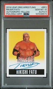 2014 LEAF ORIGINALS WRESTLING RIKISHI FATU AUTOGRAPH-YELLOW PSA/DNA 10 POP 1 - Picture 1 of 2