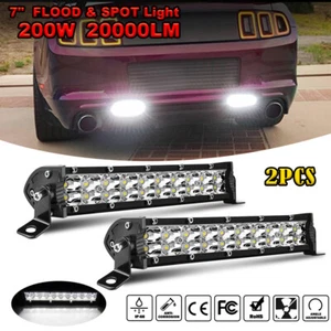 2PCS Dual Row 6000K 7inch LED Light Bar Work SPOT FLOOD Combo Beam Offroad ATV - Picture 1 of 12