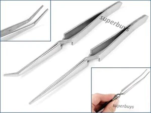 2pc Straight Curved Nose Cross Locking Self Closing Gem Stone Precision Tweezer - Picture 1 of 5