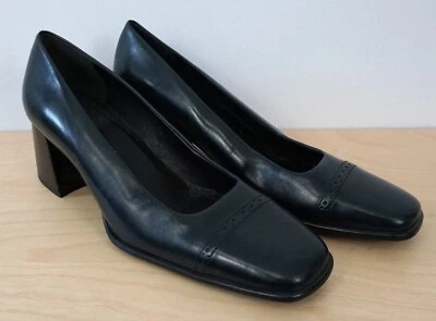 Zapatos de tacón Enzo Angolini de cuero azul sin cordones punta cuadrada talla 8,5 M Foto 1 de 4