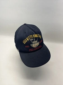 Vintage USS Kitty Hawk CV-63 Hat Adult Black Snapback Cap Philadelphia Navy - Picture 1 of 11
