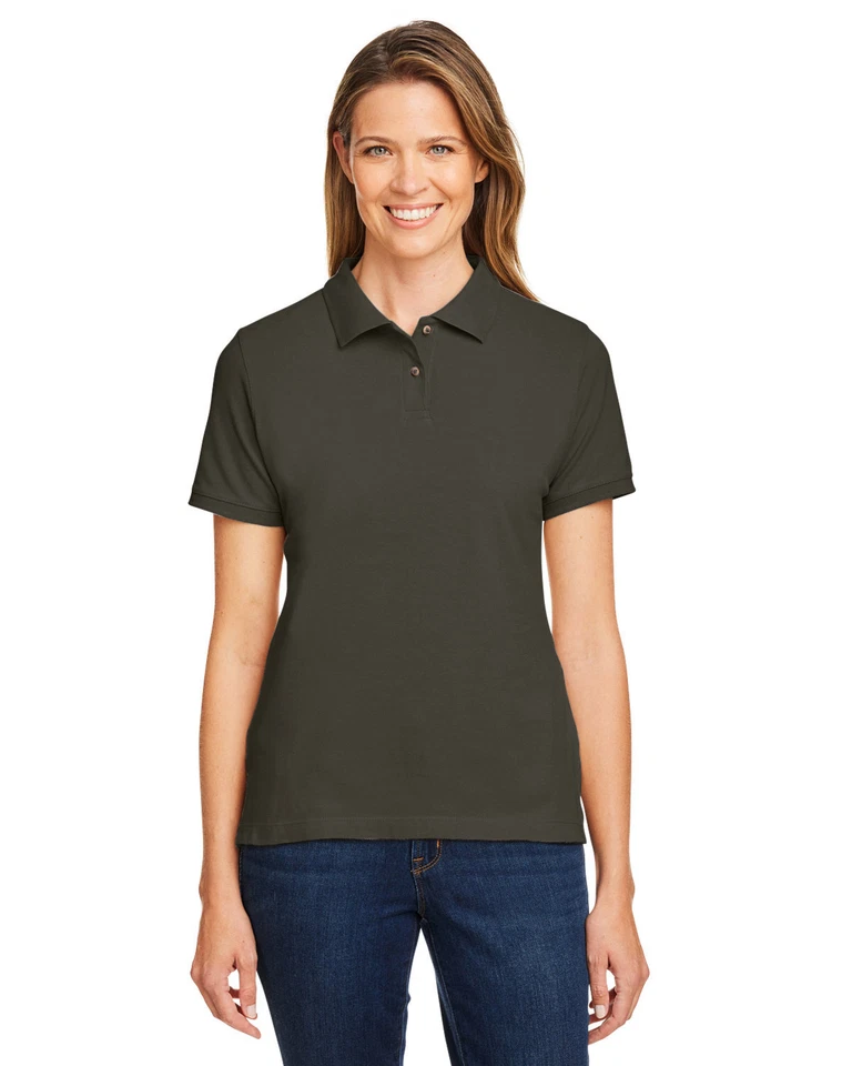 2 Pack Of Harriton M200W Ladies 100% Ringspun Cotton Pique Lot Short Sleeve Polo - Image 1 of 1