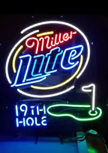 Miller Lite 19th Hole Golf Neon Sign Bier Bar Wand Dekor Leuchtreklame 24"x20" - Bild 1 von 1