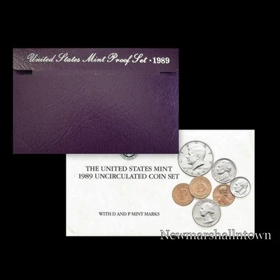 1989 P+D+S Mint Proof Set ~ Kennedy Washington Roosevelt Jefferson Lincoln  - Image 1 of 3