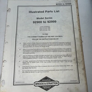 Briggs & Stratton Engine Models 92900 to 92999 Illustrated Parts Catalog List - Picture 1 of 2