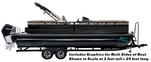 Dark Abstract Black Lines Graphic Kit Decal Fishing Boat Wrap Pontoon Vinyl - Picture 1 of 1