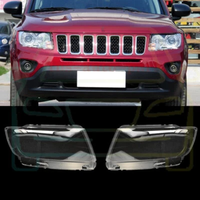 LH&RH Side Headlight Lens Cover+Sealant Glue For Jeep Compass 2011-2017  - Image 1 of 4