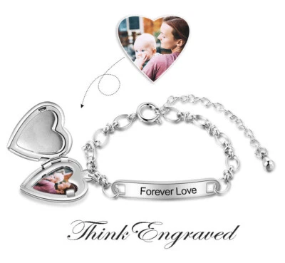 Pulsera fotográfica medallón corazón personalizada para mujer grabada Foto 1 de 4
