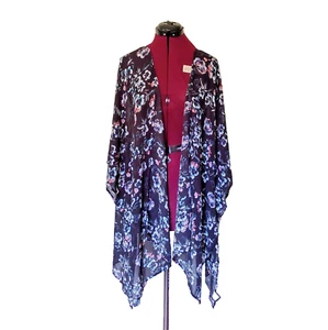 Torrid Women's Multicolor Floral Kimono One Size Asymmetrical Hem Side Split - Picture 1 of 7