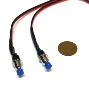 2 x Wired bLUE Mini Push Button switch wires 12v 3v Momentary N/O OFF-ON 7mm c1 - Picture 1 of 2