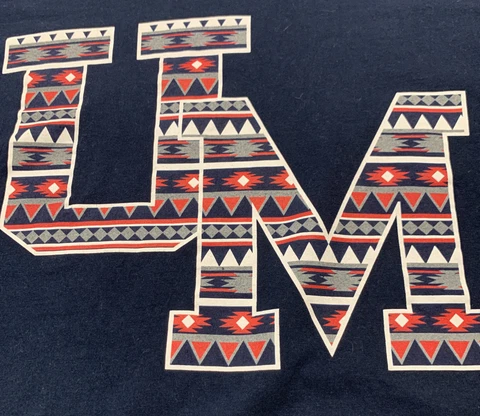 University Of Mississippi Ole Miss T-shirt Aztec Navy Blue Crew Neck Medium M Cover