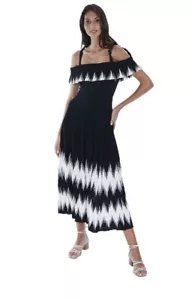 Allison New York Off Shoulder Ribbed Maxi Dress Black Slimming Summer $168 NEW - Picture 1 of 12