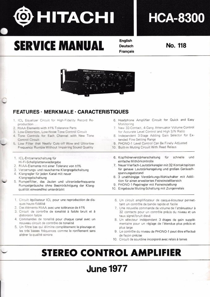 Servizio Manuale di Istruzioni per hitachi HCA-8300 - Immagine 1 di 1