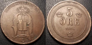 Suède - Oscar II - 5 öre 1885 282000 ex' - KM#736 - Foto 1 di 1