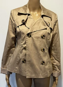 Target Women Beige Tench Coat Jacket Short Size 12 Medium Business Career Work - Picture 1 of 9