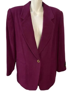 Harve Benard Jacket Suit Blazer Womens 14 Maroon Wool Blend Vtg Shoulder Pads - Picture 1 of 8