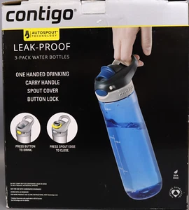 Contigo Autospout Ashland Water Bottle, 24 Oz, Monaco ( 3 Pack Water Bottles ) - Picture 1 of 4