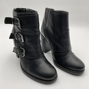AllSaints Kurve Ankle Boot Women's size 7 Black Leather Grunge - Picture 1 of 23