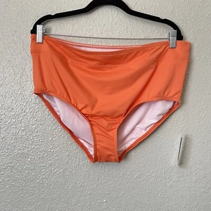 Lands End Sz 18 Papaya Orange Highwaisted Swim Bikini Bottom Tummy Control - Picture 1 of 10