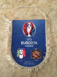 PENNANT BANDERÍN ITALIA ITALY - SPAIN ESPAÑA ROUND OF 16 FRANCE EURO 2016 - Imagen 1 de 1