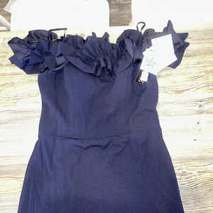 Xscape marineblau Naya schulterfreies Rüschenkleid Größe 8 $ 258 neu mit Etikett. 12 - Bild 1 von 9