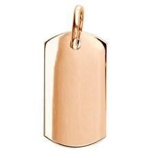 Extra Large Plain, Blank Dog Tag Pendant, Charm in 14K Pink, Rose gold