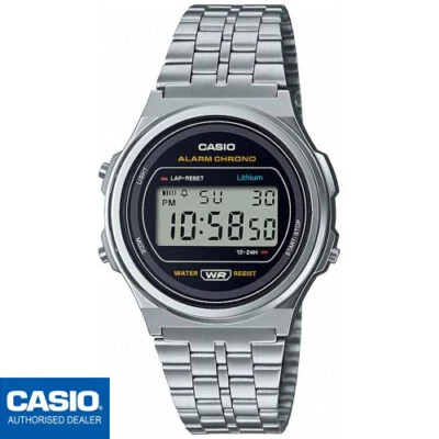 CASIO A171WE-1AEF⎪A171WE-1A⎪Original⎪VINTAGE ROUND⎪Retro⎪PLATEADO REDONDO - Imagen 1 de 4