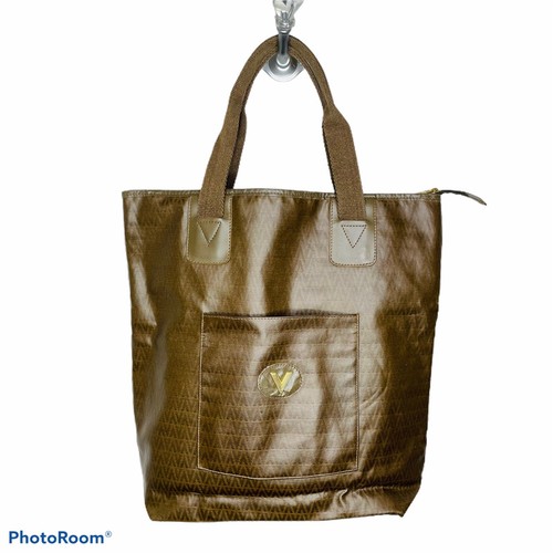 Borsa Valentino vintage grande marrone rivestita tela V marsupio logo stampa Mario