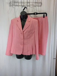 Le Suit Skirt Suit Women's Size 12 Pink 2 pc Single Breasted Long Sleeve - Foto 1 di 21