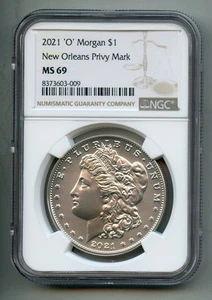 2021 'O' Privy Mark Morgan Silver Dollar NGC MS 69 - Picture 1 of 4