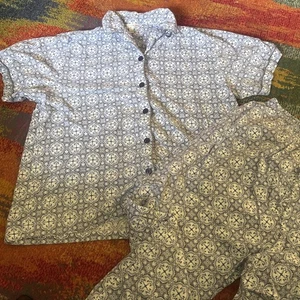 ALEXANDER DEL ROSSA MUJER TALLA L PJ Conjunto Manga Corta Pantalones Largos Estampado Azul Algodón - Imagen 1 de 8