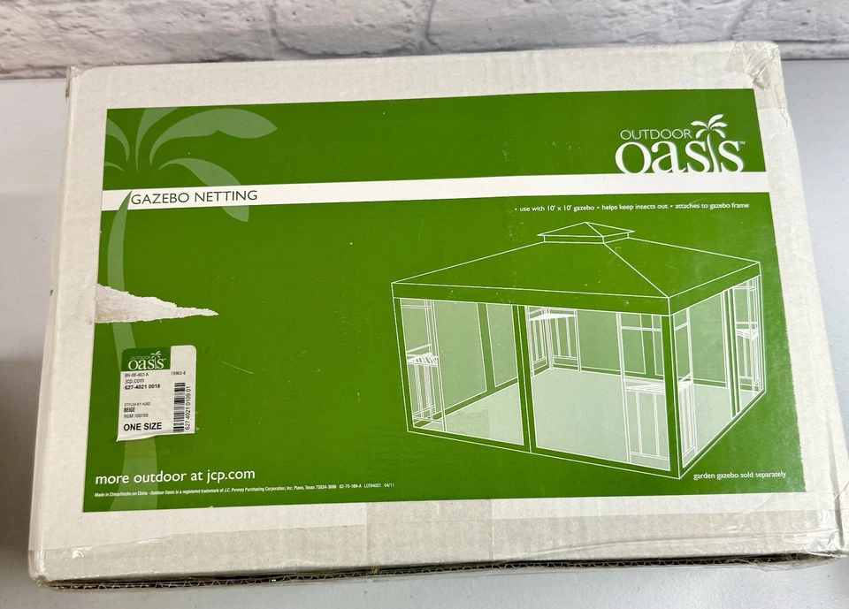 Outdoor Oasis JC Penny Gazebo Mesquito Net Netting 10 x 10 Beige *BRAND NEW* - Image 1 of 2