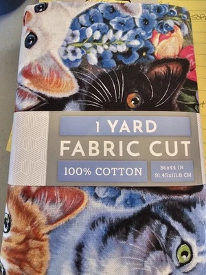 Cotton Fabric- Cats  44W x 36L - Image 1 of 2