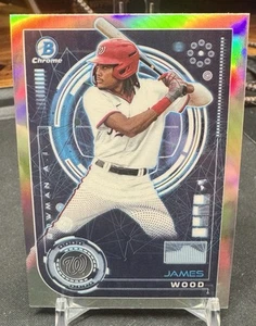 James Wood RC 2024 Bowman Chrome AI Chrome Rookie Refractor #BAI-17 Nationals - Picture 1 of 2