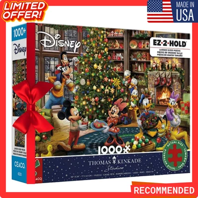NEW Disney Thomas Kinkade Studios Mickey & Minnie's Christmas Large Piece 1000pc - Image 1 of 4